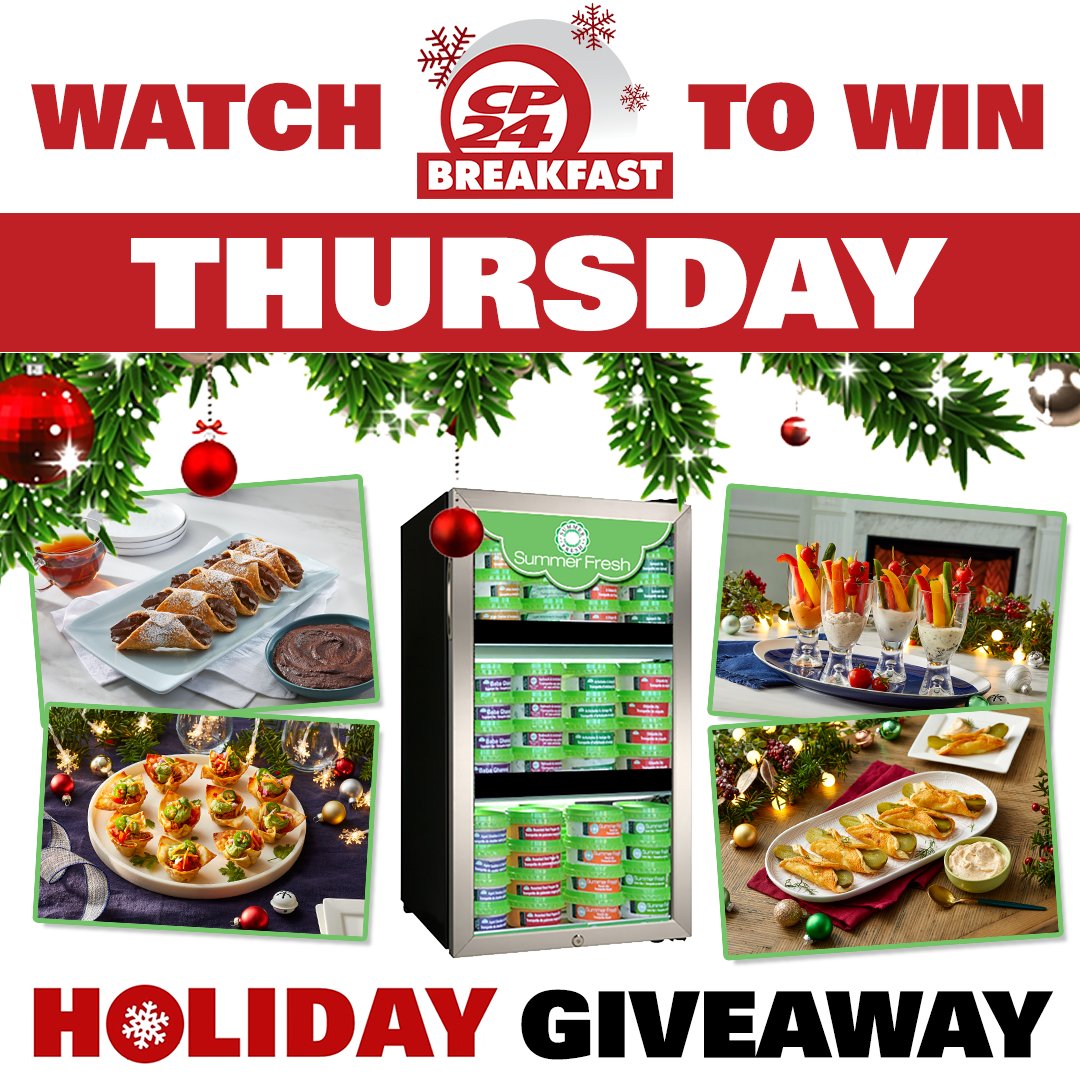 Tis the season to entertain and Summer Fresh wants to help with their fresh and flavourful salads, hummus and dips. Watch tomorrow to enter and win $50 worth of Summer Fresh products plus a mini-fridge. Total prize valued at $450! @summerfresh summerfreshfoodservice.com