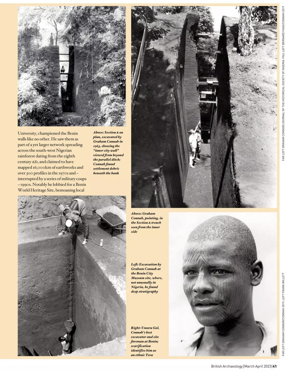 A new @SocAntiquaries newsletter brings sad news of the death of Graham Connah, an archaeologist who did  pioneer work in Benin City, Nigeria (among other things) as I wrote about earlier this year in British Archaeology. RIP