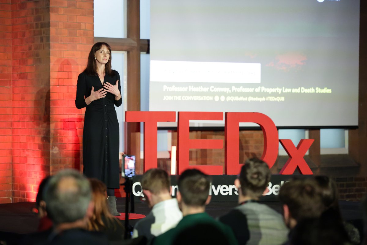 TEDxQueensUniversityBelfast (@tedxqub) on Twitter photo Our next speaker, Prof Heather Conway, Professor of Property Law and Death Studies <a href="/qubschooloflaw/">QUB School of Law</a> will give her #TEDxTalk âItâs your funeral: choices, methods, lawsâ.
#TEDxQueensUniversityBelfast #LoveQUB
<a href="/QUBelfast/">Queen's University Belfast đ</a> | <a href="/QUBEngagement/">Queenâs University Civic Engagement</a> | @PWC_UK Our next speaker, Prof Heather Conway, Professor of Property Law and Death Studies <a href="/qubschooloflaw/">QUB School of Law</a> will give her #TEDxTalk âItâs your funeral: choices, methods, lawsâ.
#TEDxQueensUniversityBelfast #LoveQUB
<a href="/QUBelfast/">Queen's University Belfast đ</a> | <a href="/QUBEngagement/">Queenâs University Civic Engagement</a> | @PWC_UK
