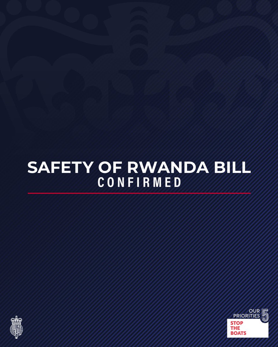 ukhomeoffice's tweet photo. BREAKING: We have published draft legislation which will confirm Rwanda is safe for asylum seekers.

When passed, this will enable flights to begin.

We said we would do what was needed to stop the boats – and we are. https://t.co/pjV1FfWbhQ