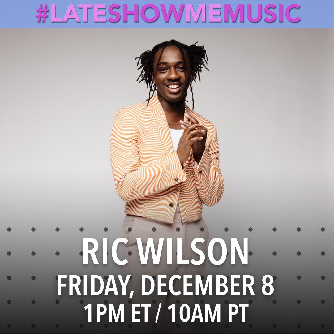 MajorsMGMTGroup's tweet photo. Get Ready For A Special Performance with @RicWilson on the @colbertlateshow Friday December 8th at 1pm EST.

This Performance From Ric Wilson Will Surely Have You Out Of Your Seat Dancing! 🕺🪩 

#LateShowMeMusic #Colbert #stephencolbert #RicWilson  #PayItNoMind #MajorsMGMT https://t.co/YKeJqgYquj