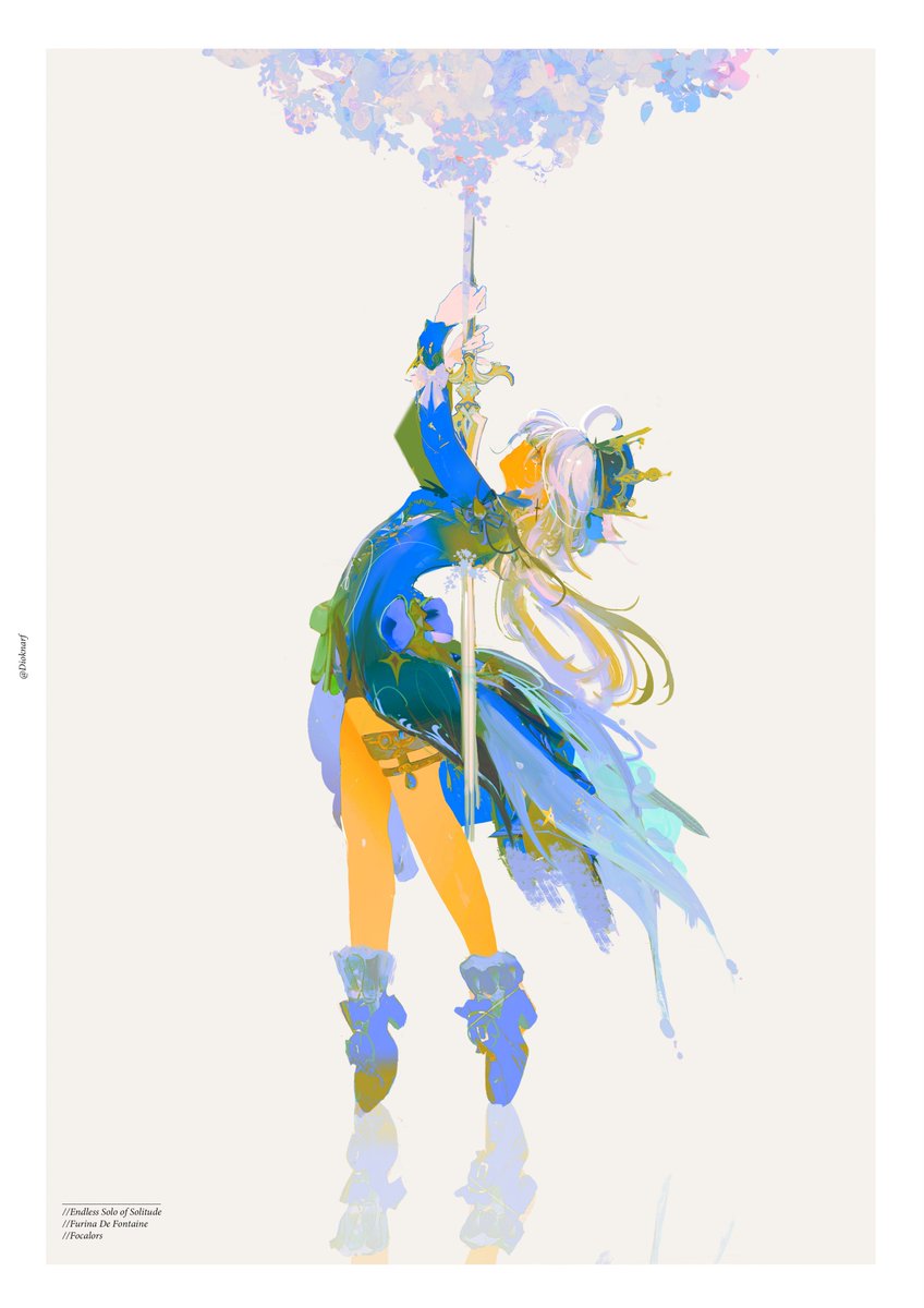furina (genshin impact) 1girl solo long hair holding sword weapon dress  illustration images