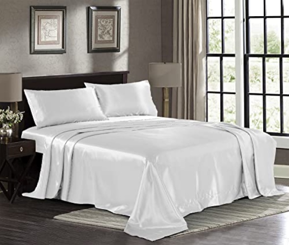 I just received Satin Sheets Queen [4-Piece, White] Hotel Luxury Silky Bed Sheets - Extra Soft 1800 Microfiber
