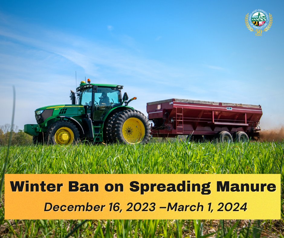NEWS RELEASE 📰: Winter Ban on Spreading Manure Begins December 16

More: bit.ly/416vnxb