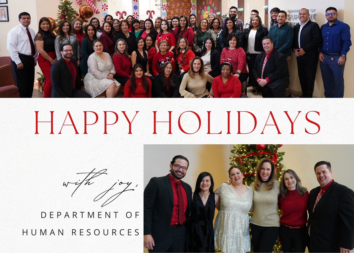 The Department of Human Resources is wishing you and yours a wonderful holiday season filled with peace and joy!✨🎄🎅🎁 #TeamSISD #SeizeYourOpportunity
