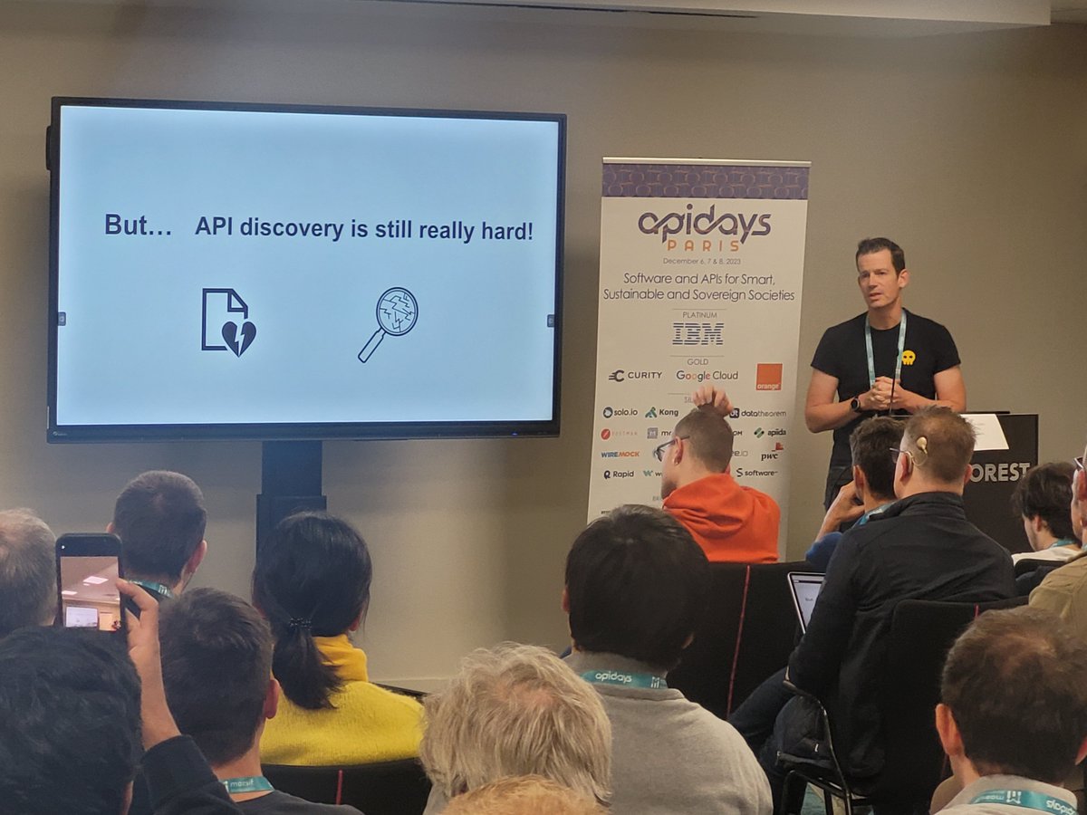 TheMarkONeill's tweet image. Great to see @njyx back on the API stage, speaking about APIs.json at #APIDays Paris @APIdaysGlobal . As Steve says, APIs.json can be key to enabling API discovery and a future &quot;Google of APIs&quot;