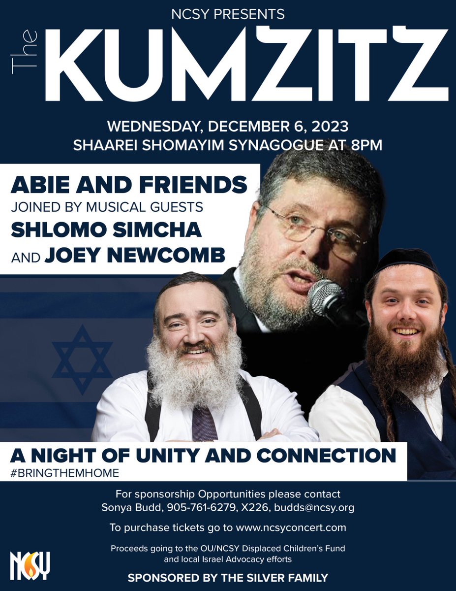 Shlomo Simcha (@shlomosimcha) on Twitter photo As the light of #Chanukah approaches, I'm happy to be back in my long-time home of Toronto to sing at this special event for <a href="/NCSYCanada/">NCSY Canada</a>!
Come join us tonight, at Shaarei Shomayim! Tickets at ncsyconcert.com. As the light of #Chanukah approaches, I'm happy to be back in my long-time home of Toronto to sing at this special event for <a href="/NCSYCanada/">NCSY Canada</a>!
Come join us tonight, at Shaarei Shomayim! Tickets at ncsyconcert.com.