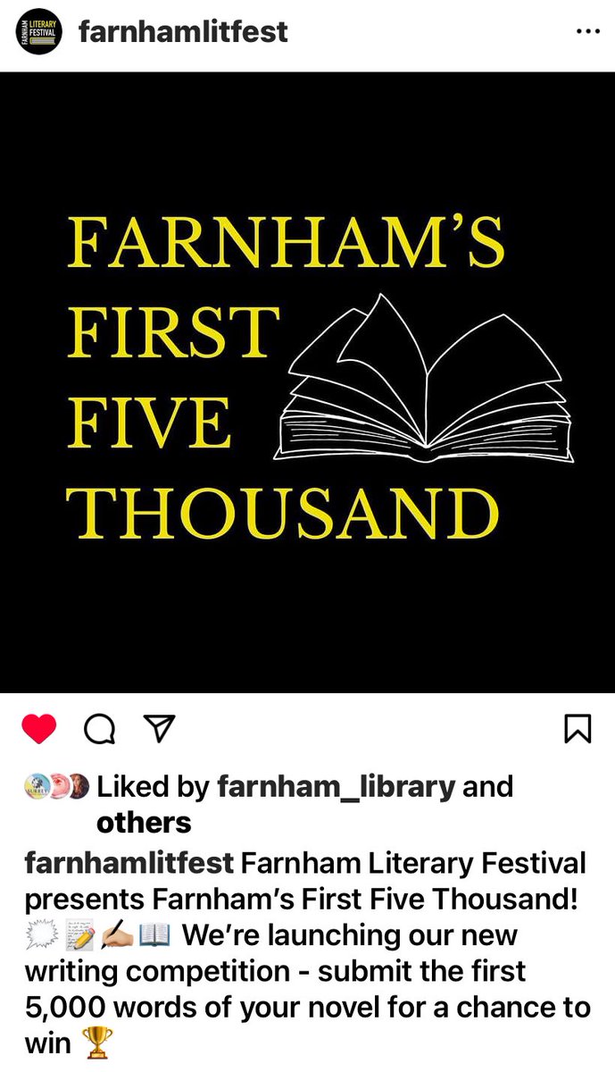 I’m soooo excited to be part of @FarnhamLitFest in March. This competition for unpublished writers is definitely not to be missed! ✍️👍

#writers #Writing #writingcompetition #literaryfestival #writingopportunity #writingcommunity #writersofinstagram #writingcommunity