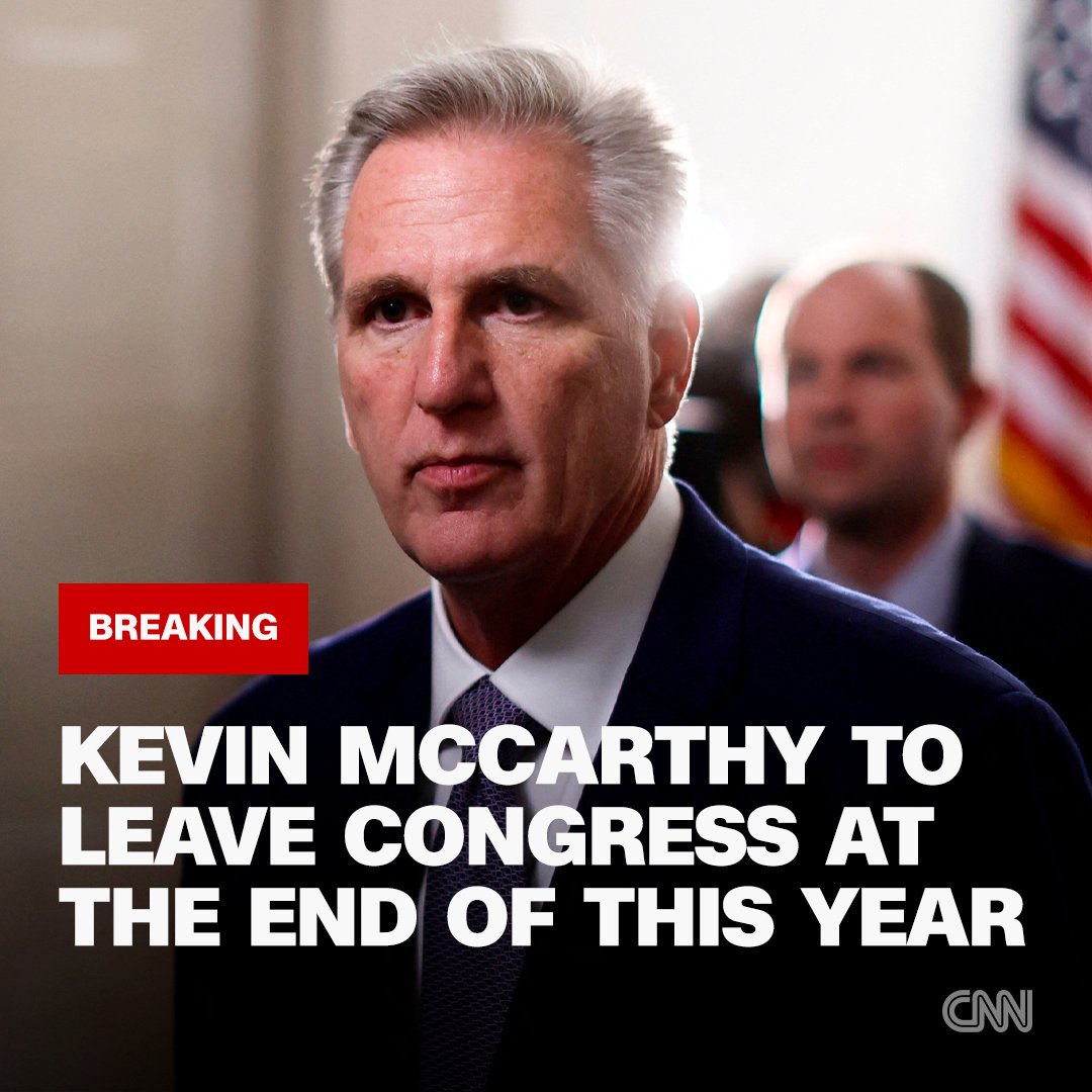 JUST IN: Former House Speaker Kevin McCarthy, in a Wall Street Journal op-ed, announces he's resigning from Congress and will leave at the end of this year cnn.it/48728fF