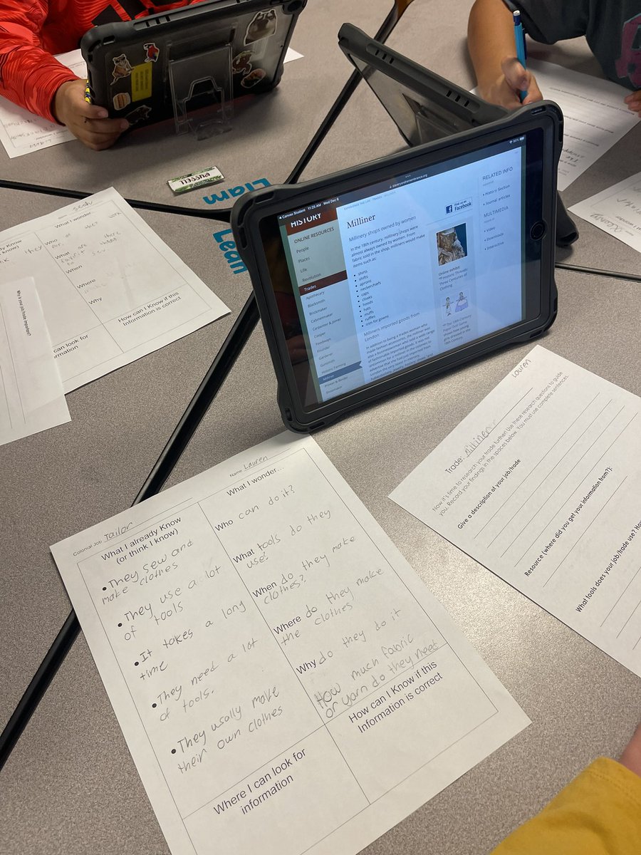 kelleyetaylor's tweet photo. Our Colonial Virginia unit is underway! GES fourth graders are conducting research through reliable sources to discover the social and economic impact of a chosen colonial trade. They will share their learning through an expository writing piece and presentation on Colonial Day! https://t.co/C8wUAqf5qr