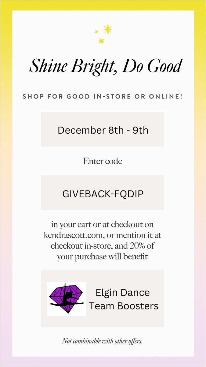 SAVE THE DATE…This Friday!! Get your Christmas shopping done and support your FAVORITE Dance Team 💜💛 You can shop online too just use the code! Diamonds Thank you!