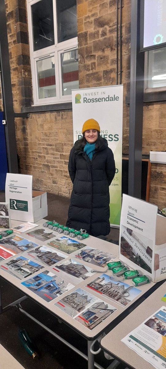 Team heritage are here at Bacup &amp; Rawtenstall Grammar School for their Year 9 options evening . We are shouting out about all things economic development! Plus, after seeing Laabiyah, they've kindly put the hearing on!