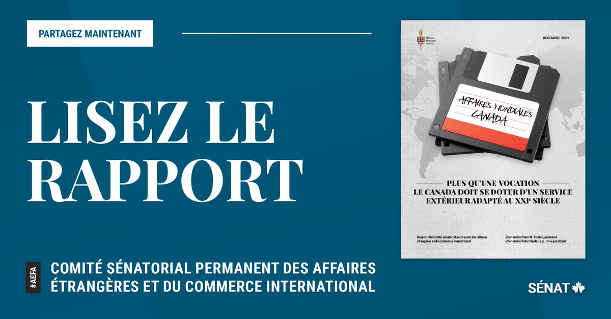 SenatCA's tweet photo. Le #ServiceExtérieur du Canada aurait besoin de plus de personnel, ainsi que de spécialistes, s’il veut relever les défis urgents du 21e siècle : Comité des affaires étrangères et du commerce international

Lisez le rapport ➡️ https://t.co/DmB7Bxe0br

#SenCA #AEFA #PolCan https://t.co/28Yguu0byy
