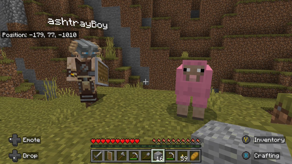 First time ever playing #Minecraft and Danny @PressStartnGame tells me we stumbled across one of the rarest animals in the game 🤣