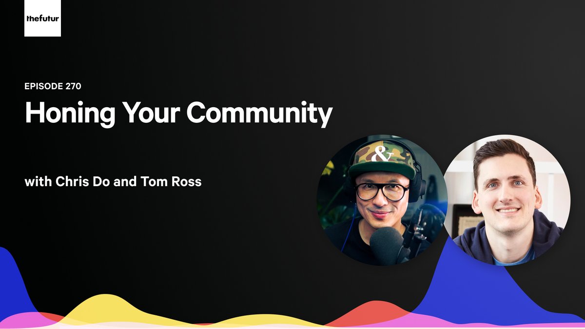 Building Communities, Part 2 🎙️ thefutur.com/content/buildi… In this weeks episode, @tomrossmedia returns to dive deeper into online community building. Tom and Chris will discuss things like the ideal member, pricing, and attracting people to your community.