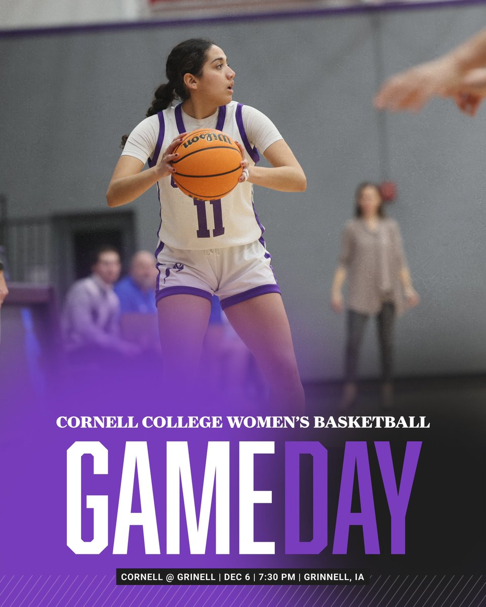🚨GAME DAY🚨 We are on the road again! We will be taking on the Grinnell Pioneers at 7:30pm🤟🏽💜🤍 Watch us live at: pioneers.grinnell.edu/watch/?Live=38… #cornellramswbb