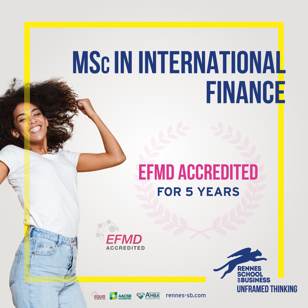 Rennes SB est fière d'annoncer :
✅ l'obtention de l'accréditation <a href="/EFMDNews/">EFMD News</a> pour son programme MSc in International Finance pour une période de 5 ans;