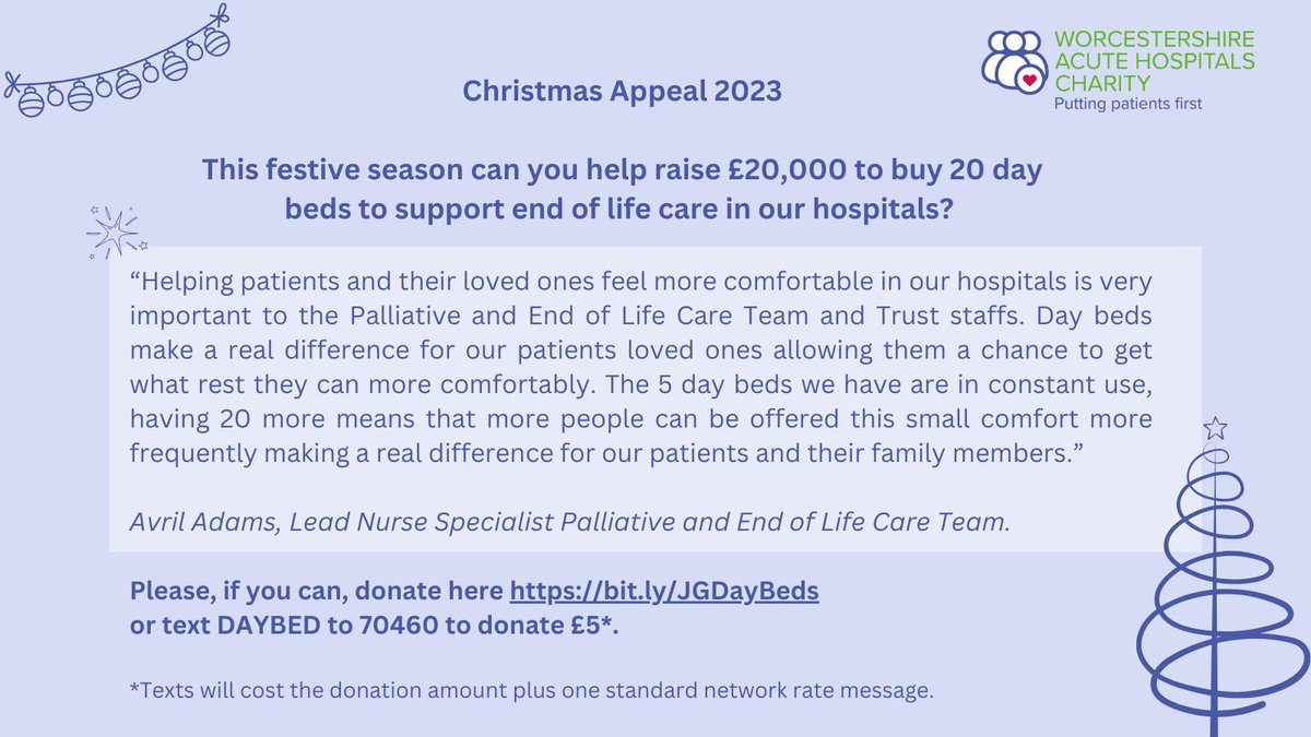 Can you help us raise £20,000 to buy 20 more day beds this festive season? Day beds allow loved ones to rest more comfortably at patients’ bedsides during their final days. Please, if you can, donate what you can here: bit.ly/JGDayBeds