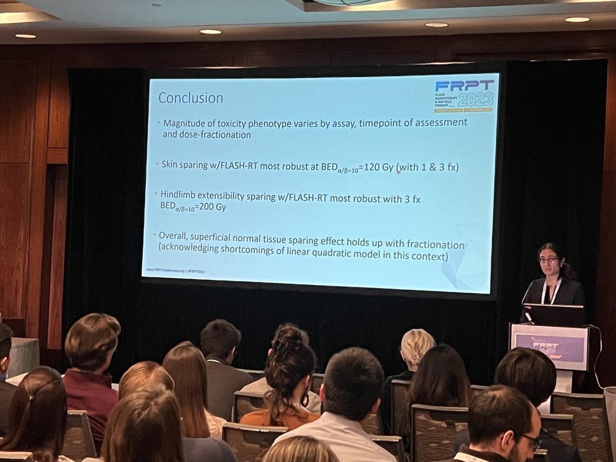 ACKoongMDPhD's tweet photo. Data from Toluwase Soda from Schueler Lab presented by @DMitra_MD showing #FLASH_RT sparing of skin/soft tissue fibrosis in mouse model. #FRPT2023 #endcancer @MDAndersonNews @StevenLin_MDPhD #radonc https://t.co/0bXJ4D8ObG