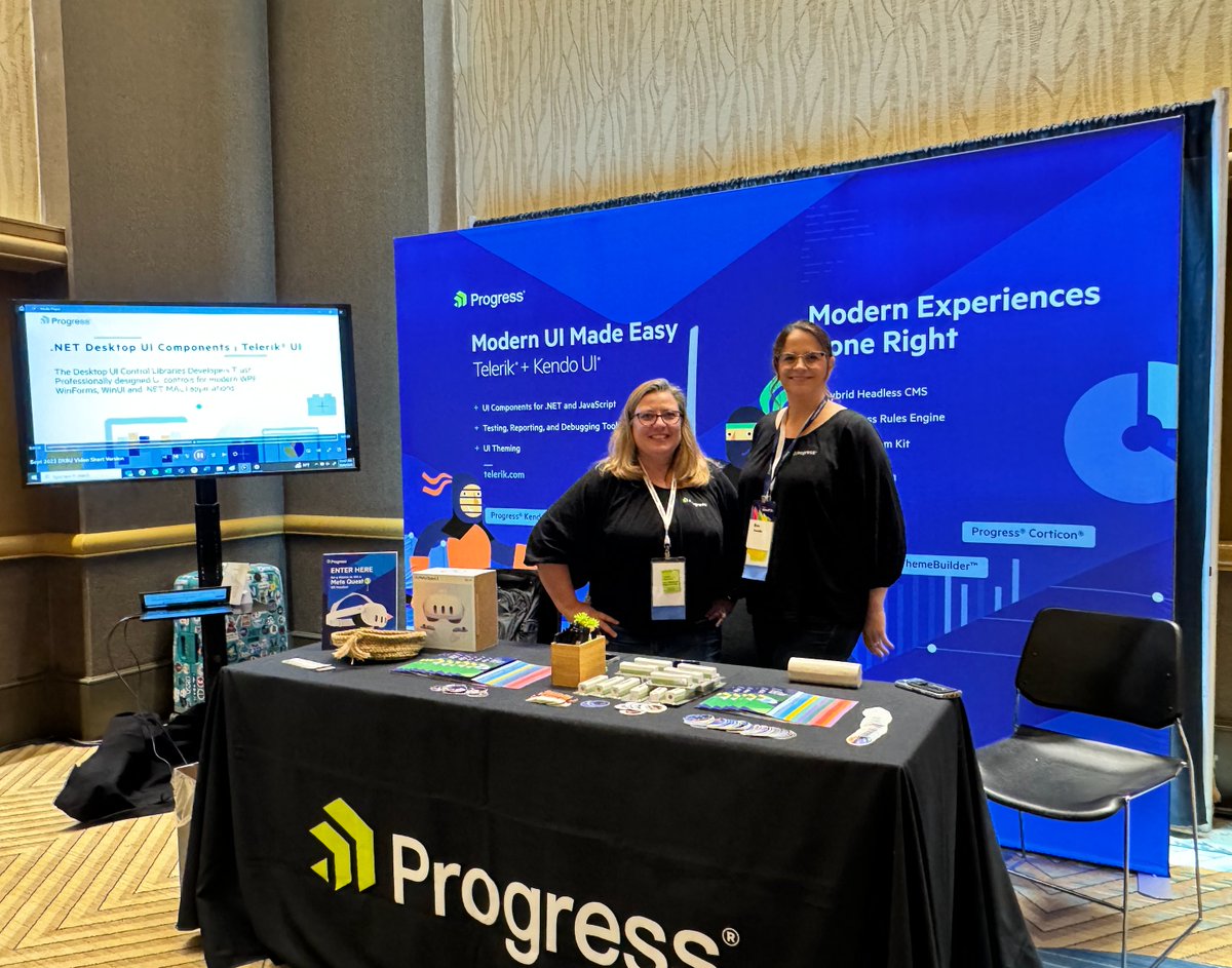 samidip's tweet image. Heyo folks at @DEVintersection Orlando.
Come see us at the @ProgressSW booth:
We got #Telerik, #KendoUI, #Sitefinity, #Fiddler &amp;amp; other swag .. and raffling off a Meta Quest 3!
