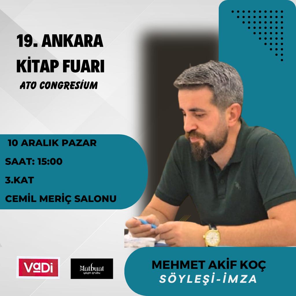Mehmet Akif Koç (@m_akifkoc) on Twitter photo Ankara Kitap Fuarı'na henüz uğramadıysanız bu pazar saat 15'te bekleriz
Hem İran ve Ortadoğu üzerine soru-cevaplı sohbet ederiz, hem de kitapları inceleme imkanı olur birlikte
3. katta Cemil Meriç Salonu'nda olacağız, <a href="/matbuatyayin/">Matbuat Yayın Grubu</a> - <a href="/VadiYayinevi/">Vadi Yayınları</a> ortak etkinliğine bekleriz Ankara Kitap Fuarı'na henüz uğramadıysanız bu pazar saat 15'te bekleriz
Hem İran ve Ortadoğu üzerine soru-cevaplı sohbet ederiz, hem de kitapları inceleme imkanı olur birlikte
3. katta Cemil Meriç Salonu'nda olacağız, <a href="/matbuatyayin/">Matbuat Yayın Grubu</a> - <a href="/VadiYayinevi/">Vadi Yayınları</a> ortak etkinliğine bekleriz