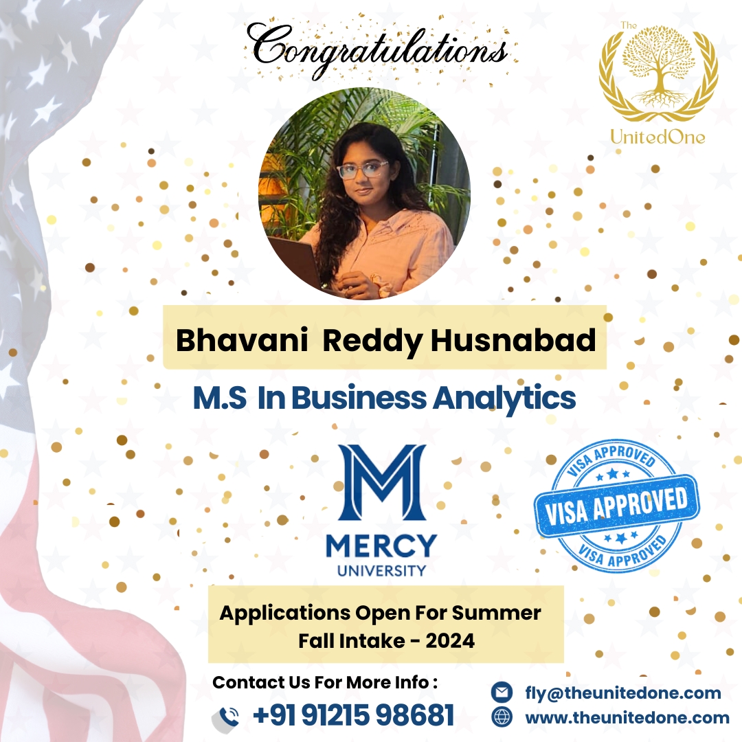 unitedone8019's tweet photo. "Warmest congratulations on your visa approval through #TheUnitedOne !

🎉 Bhavani Reddy Husnabad🎉 on your visa approval for the MERCY UNIVERSITY

"Your USA visa has been Approved for Spring intake 2024"

#visaapproved #visaapprovals #visaapproved✅ #visaapproveforusa #usa https://t.co/GBUcNiNVvM