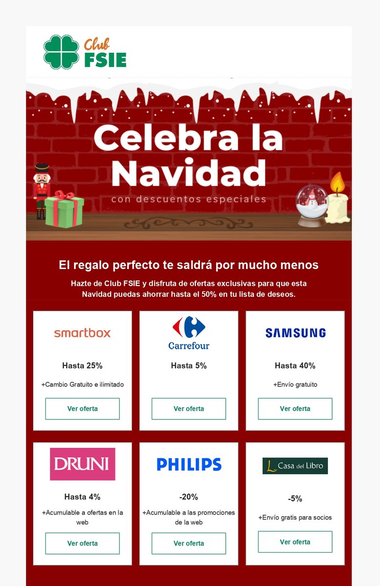 fsie_nacional's tweet photo. 🎁🎄 Compra ya tus regalos de #Navidad y recíbelos a tiempo ¡con hasta 50% de descuento! Con el #ClubFSIE. 
❗ En productos de tecnología y electrodomésticos, moda y complementos, perfumería y cosmética y deporte. 
 👉 https://t.co/AgeMNttonZ 
#SomosFSIE🍀 https://t.co/7Tccpjt8kC