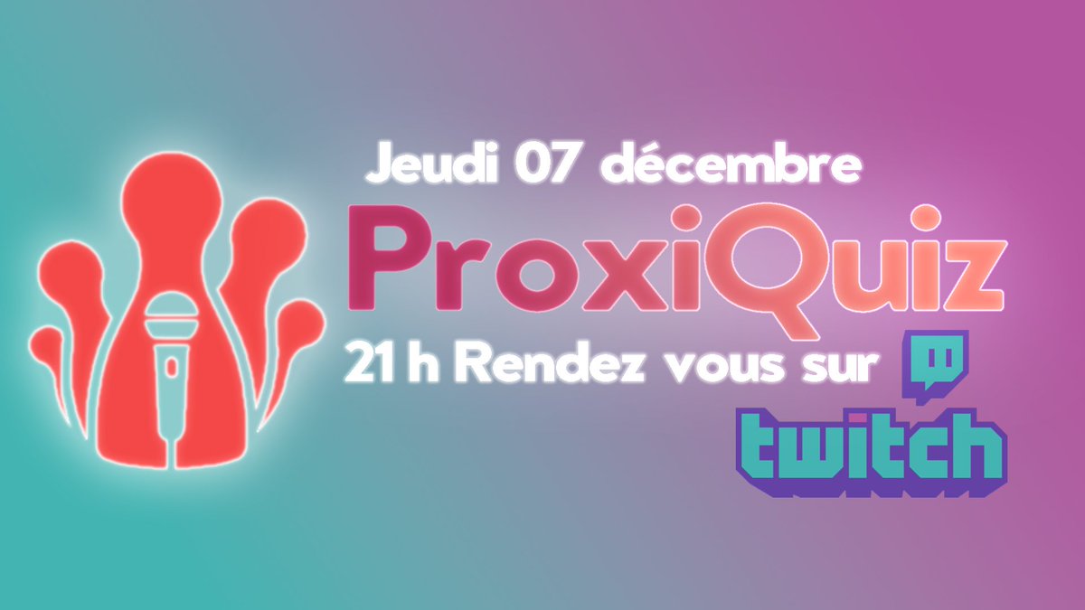 🖥️ Demain soir, on est sur #Twitch à partir de 21h. 

❓ @JulienNPro remet ça avec un nouveau quiz ! Cette fois, les participant·e·s seront @LanaPJ1, <a href="/LePionfesseur/">LePionfesseur | @lepionfesseur@ludosphere.fr</a>, <a href="/Mad_Ludomaniak/">Mad'</a> et piter qui tenteront de répondre à ses questions !

➡️ twitch.tv/proxi_jeux