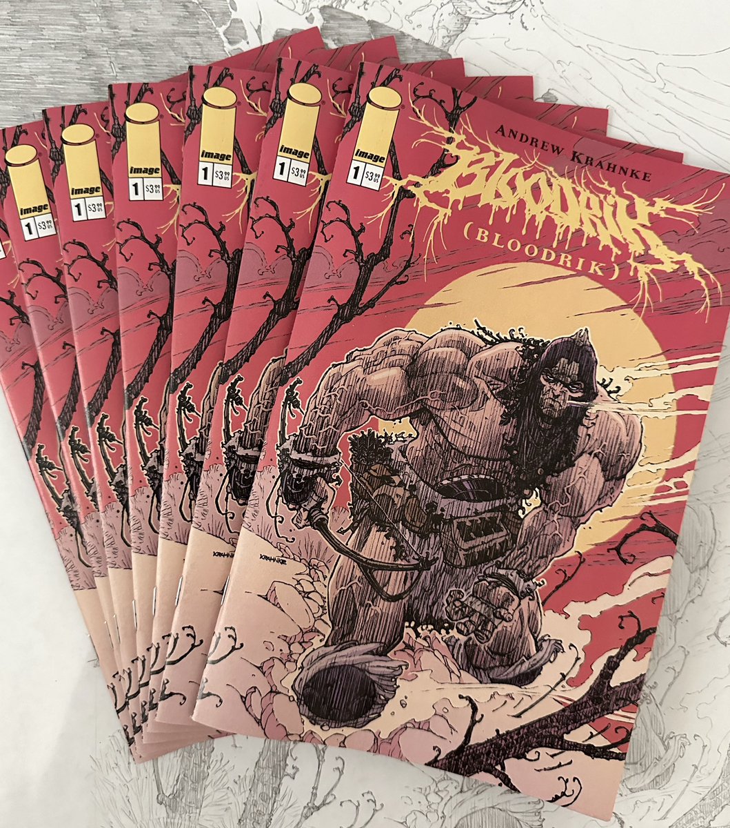 AndrewKrahnke's tweet photo. TIME TO EAT! BLOODRIK #1 is finally in comic shops! Thanks to everyone who’s picking it up, I very much appreciate it. Hope you enjoy it and Happy New Comic Day! @imagecomics #BLOODRIK #newcomicbookday https://t.co/IWCQbyxlBx