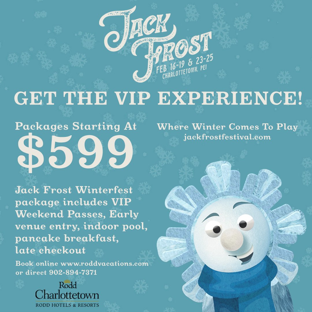 JackFrostFest's tweet photo. Create family memories with the Jack Frost Winterfest VIP Hotel Package at participating Charlottetown hotels. 

❄️Rodd Charlottetown
❄️Rodd Royalty
❄️The Holman Grand
❄️Quality Inn and Suites

And more ➡️ https://t.co/XEqHfoww4I https://t.co/x7RcyOTbGT