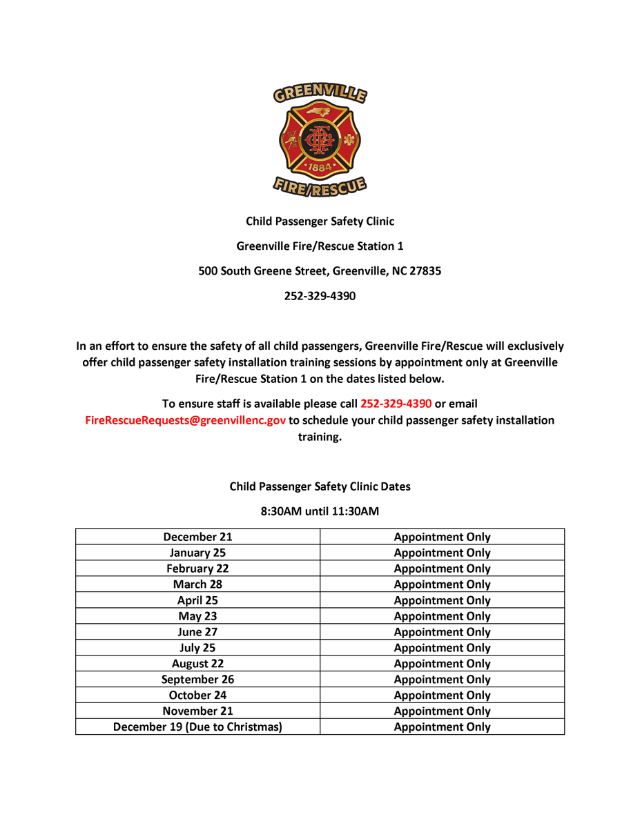 Effective immediately, GFR will be assisting the community with car seat installation by appointment only. GFR will begin having a monthly clinic with dedicated time spots for anyone in the community interested in having education provided on how to properly install a car seat.