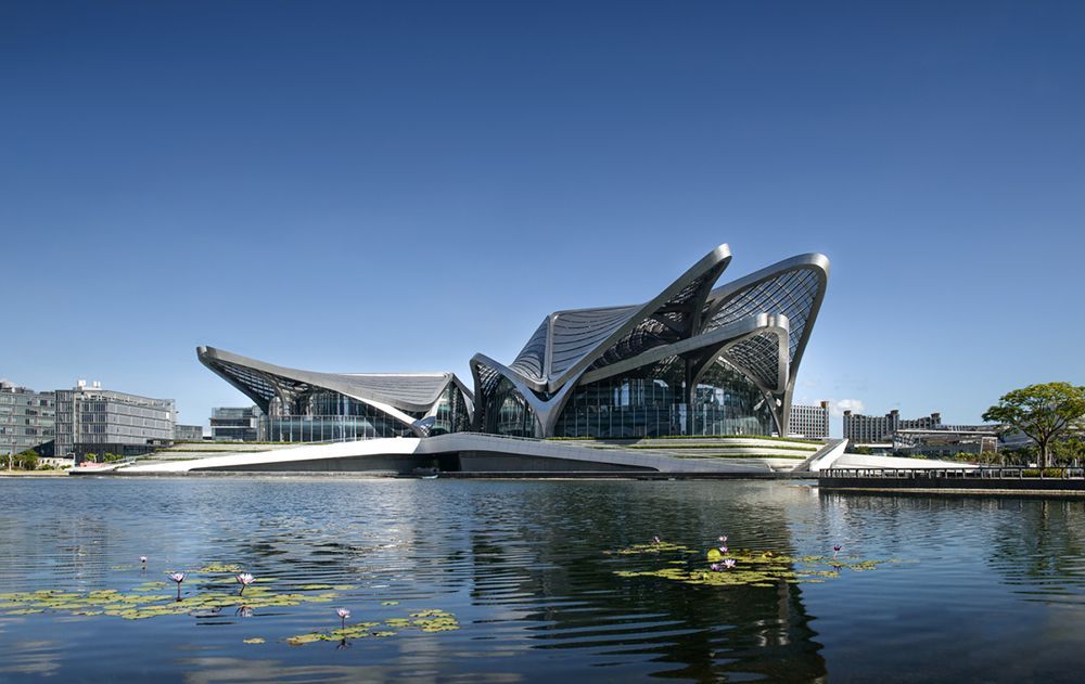 latticed-steel zhuhai jinwan civic #art centre by #zahahadid architects opens in #china 🇨🇳