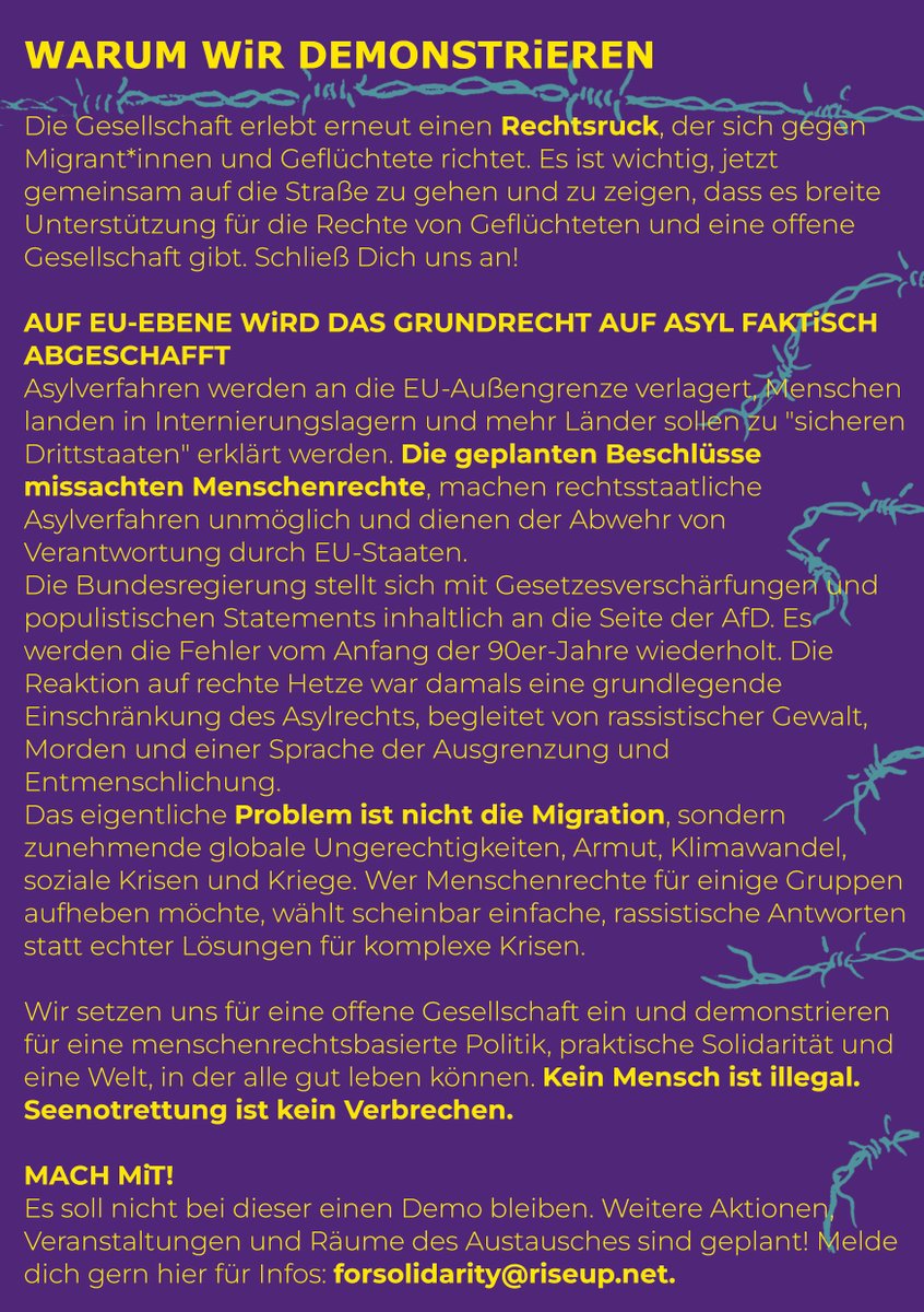 iL_Hamburg's tweet image. Am Sonntag, 10.12. auf die Straße: Für das Menschenrecht auf Migration und eine offene Gesellschaft! Gegen den Rechtsruck!
13:00 Uhr Hansaplatz
#StopGEAS #OpenBorders