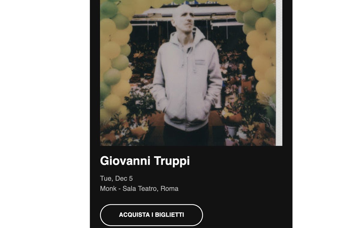 Davide Colella (@davidecolella) on Twitter photo Quanto puoi rosicare se oggi <a href="/SpotifyItaly/">Spotify Italia</a> ti invita al concerto di ieri di uno dei tuoi cantautori preferiti?
How upset can you be if today <a href="/Spotify/">Spotify</a> invites you to last night's concert of your favorite singer?
<a href="/giovannitruppi/">giovanni truppi</a> Quanto puoi rosicare se oggi <a href="/SpotifyItaly/">Spotify Italia</a> ti invita al concerto di ieri di uno dei tuoi cantautori preferiti?
How upset can you be if today <a href="/Spotify/">Spotify</a> invites you to last night's concert of your favorite singer?
<a href="/giovannitruppi/">giovanni truppi</a>