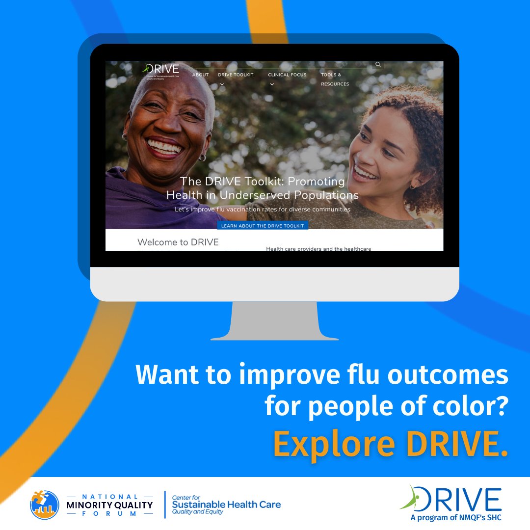 NMQF's tweet photo. Racial and ethnic disparities in flu vaccination have persisted for many years and continue today for all ages.
Learn how you can take equitable action during National Influenza Vaccination Week.
Explore our free training now.
https://t.co/7sGtx7PRzj #NIVW #DRIVEFlu https://t.co/79G5Aj6dNc