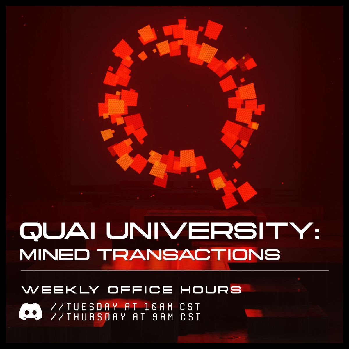 This week's Quai University Call hosted by Dr. K is live now in the Quai Discord! 

Join now to learn more about "mined transactions" and how ordering transactions by PoW can eliminate MEV👇 
discord.com/events/8877832…