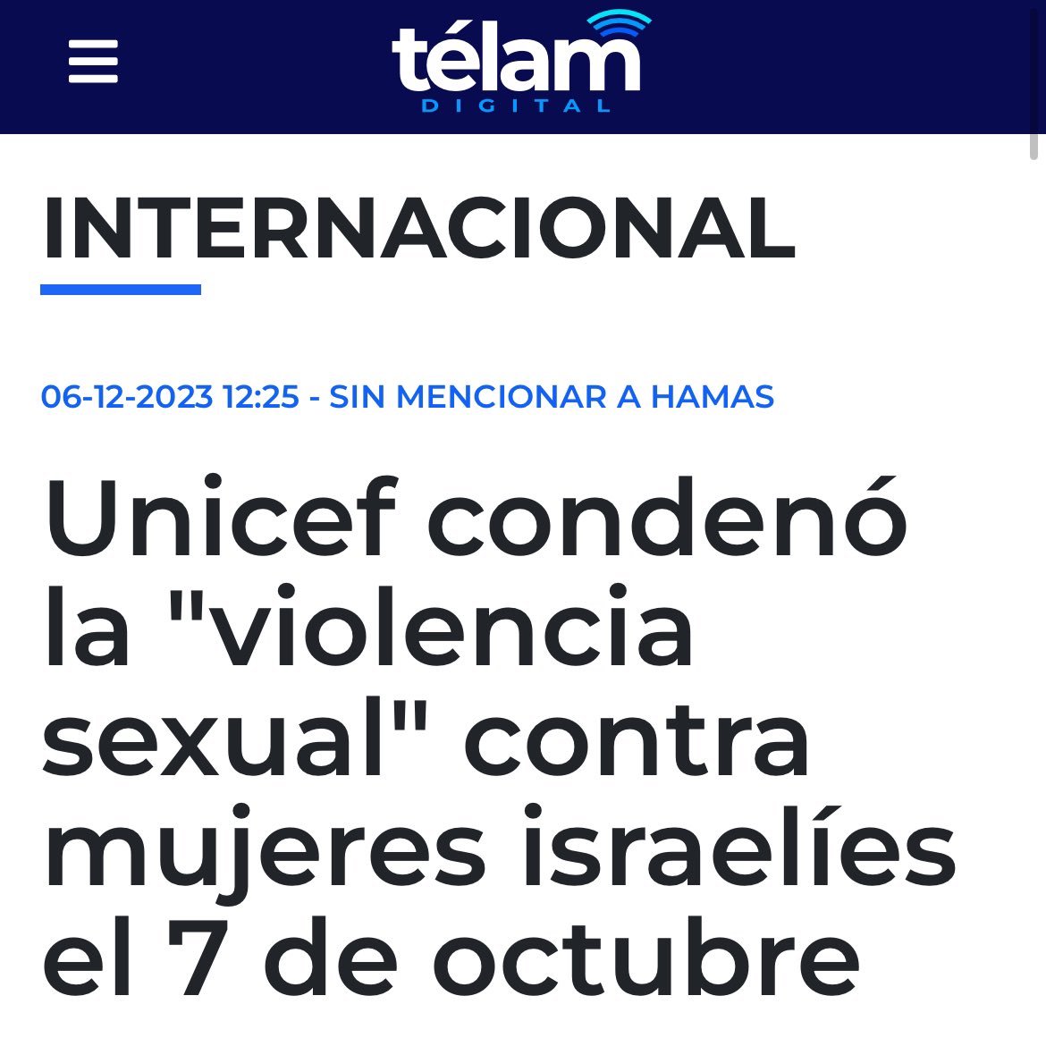 berlich's tweet photo. Telam repite comillas para violencia sexual en título y cuerpo de texto, y en el mismo párrafo pone grupo islamista palestino, no vaya a ser que se les escape la palabra terrorista.

Ya no es provocación, es tocada de ogt. https://t.co/suqCVZTdaQ