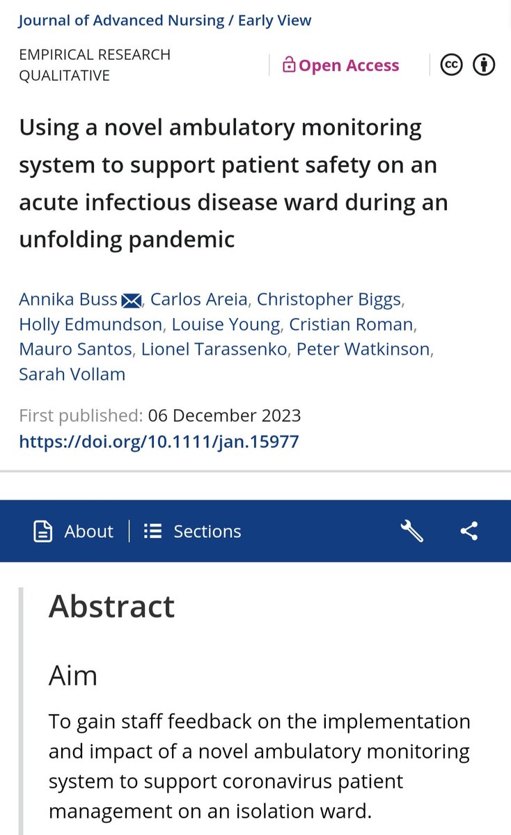 Annika Buss (Jarman) (@annika_buss) on Twitter photo Delighted that our paper investigating the use of an ambulatory monitoring system to support patient safety during the covid pandemic has been published! Huge thanks to <a href="/sarah_vollam/">Dr Sarah Vollam</a> <a href="/C_Areia/">Carlos Areia</a> <a href="/imcroman/">Cristian Roman</a> <a href="/KadoorieCentre/">OxCritCareResearch</a> for the support!
onlinelibrary.wiley.com/share/RBSIYGQI… Delighted that our paper investigating the use of an ambulatory monitoring system to support patient safety during the covid pandemic has been published! Huge thanks to <a href="/sarah_vollam/">Dr Sarah Vollam</a> <a href="/C_Areia/">Carlos Areia</a> <a href="/imcroman/">Cristian Roman</a> <a href="/KadoorieCentre/">OxCritCareResearch</a> for the support!
onlinelibrary.wiley.com/share/RBSIYGQI…