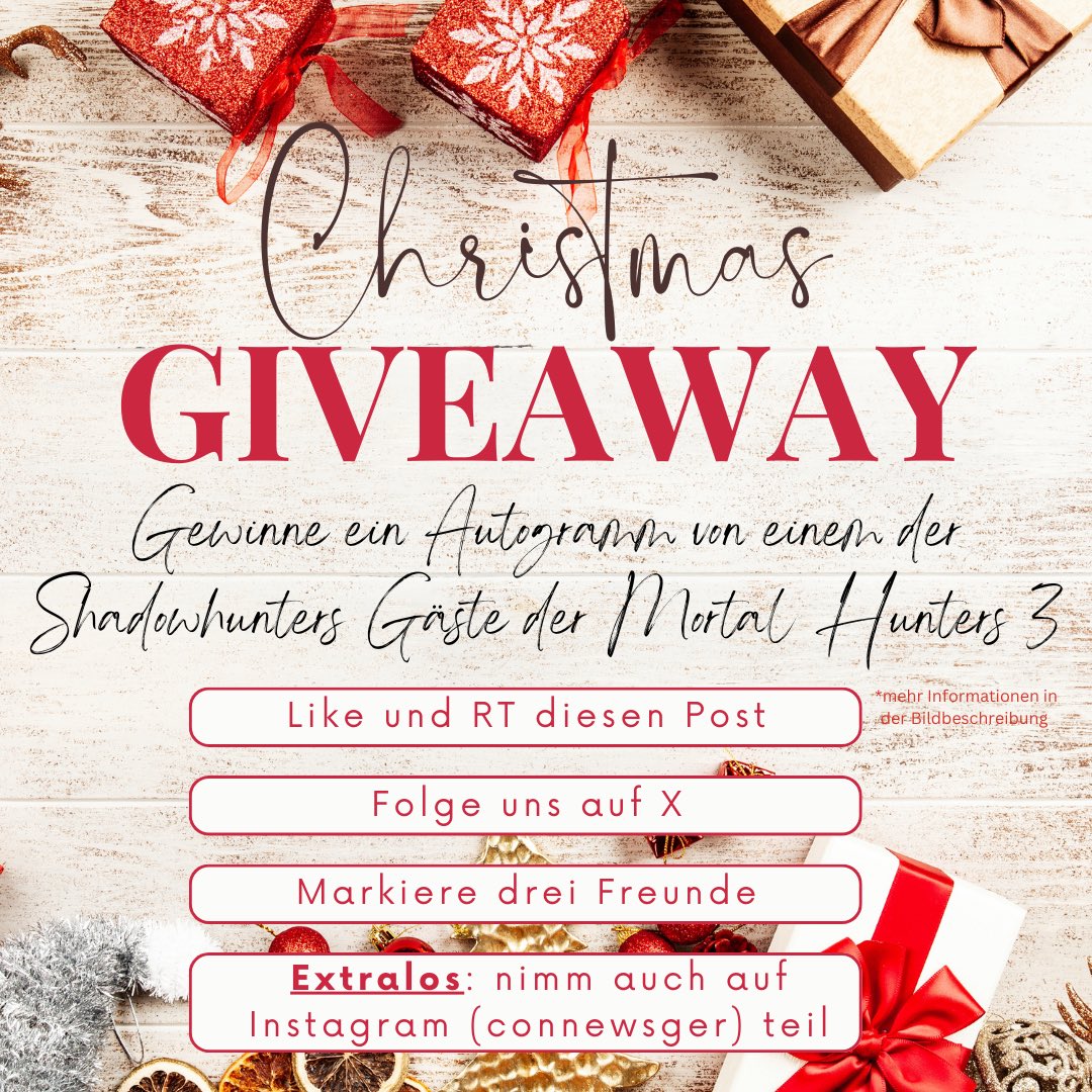 ConNewsGER's tweet photo. 🎁➰🎁GEWINNSPIEL🎁➰🎁

Wir verlosen ein Autogramm von einem der Shadowhunters Gäste der Mortal Hunters 3. Das Autogramm wird nach der Convention per Post verschickt. https://t.co/mcpyXNUjyj