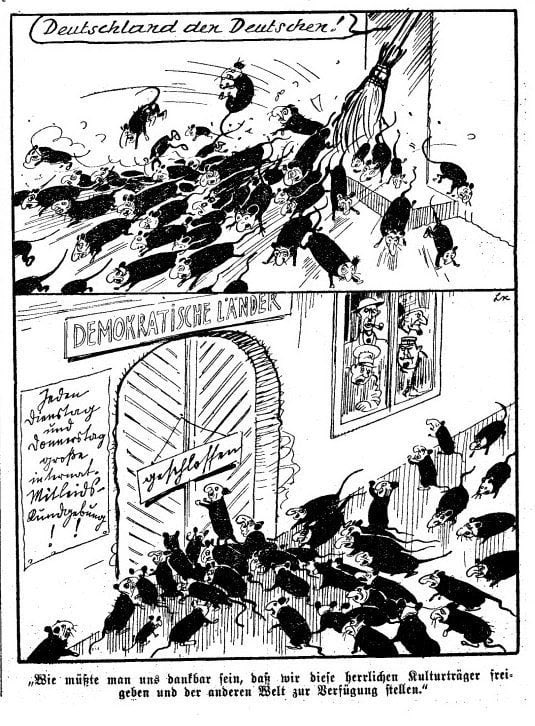 insurgenthought's tweet image. Nazi vs. Zionist dehumanizing imagery.