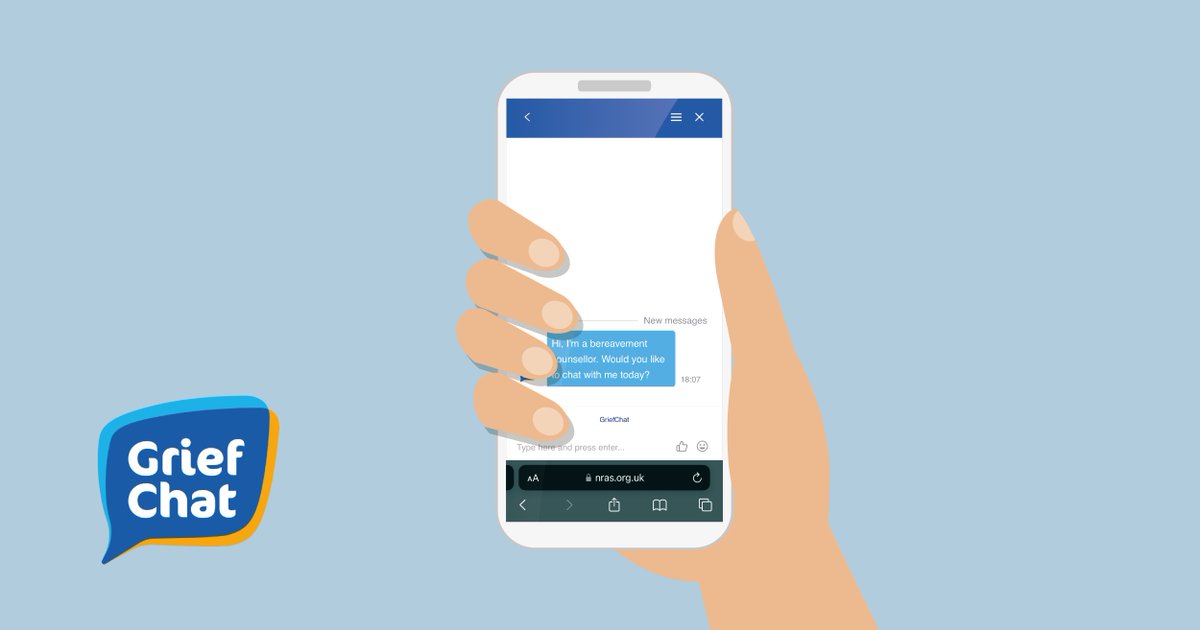 NRAS offers an online bereavement chat service through @GriefChat; a live chat service that provides emotional support, access to trained bereavement counsellors and referral into other specialist bereavement services. 👉 bit.ly/3R9sZAV #BetterTogether