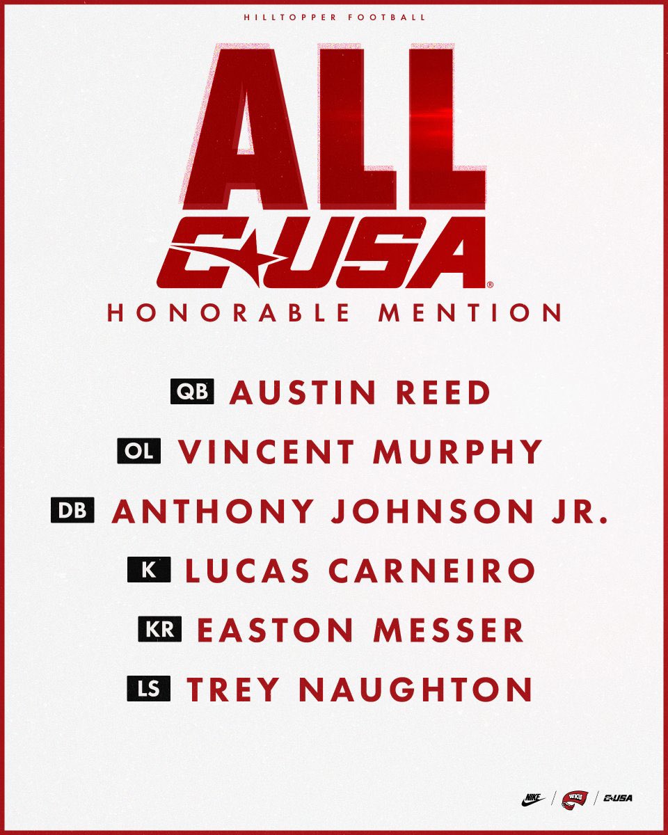I am very blessed to have been awarded the:
C- USA ALL-Freshman Team 
All-C-USA Honorable mention 
I’m looking forward to the next chapter of my football career.