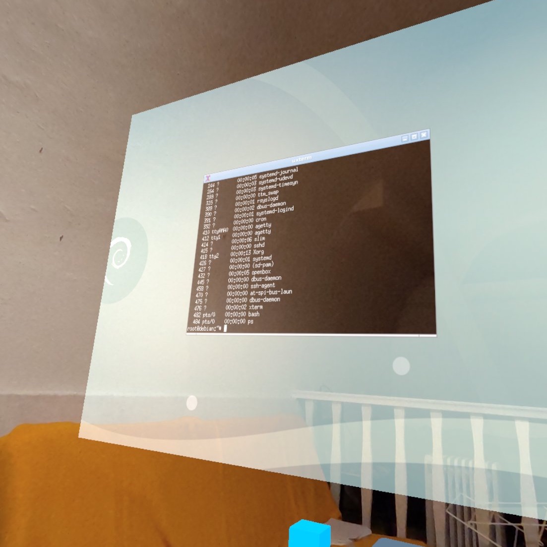anjin_games's tweet image. #XRLinux with working keyboard:

I can control the virtual computer!

I can open a shell on the desktop and do some commands which is great!

Oddly without the headset I keep on expecting to see the virtual computer.