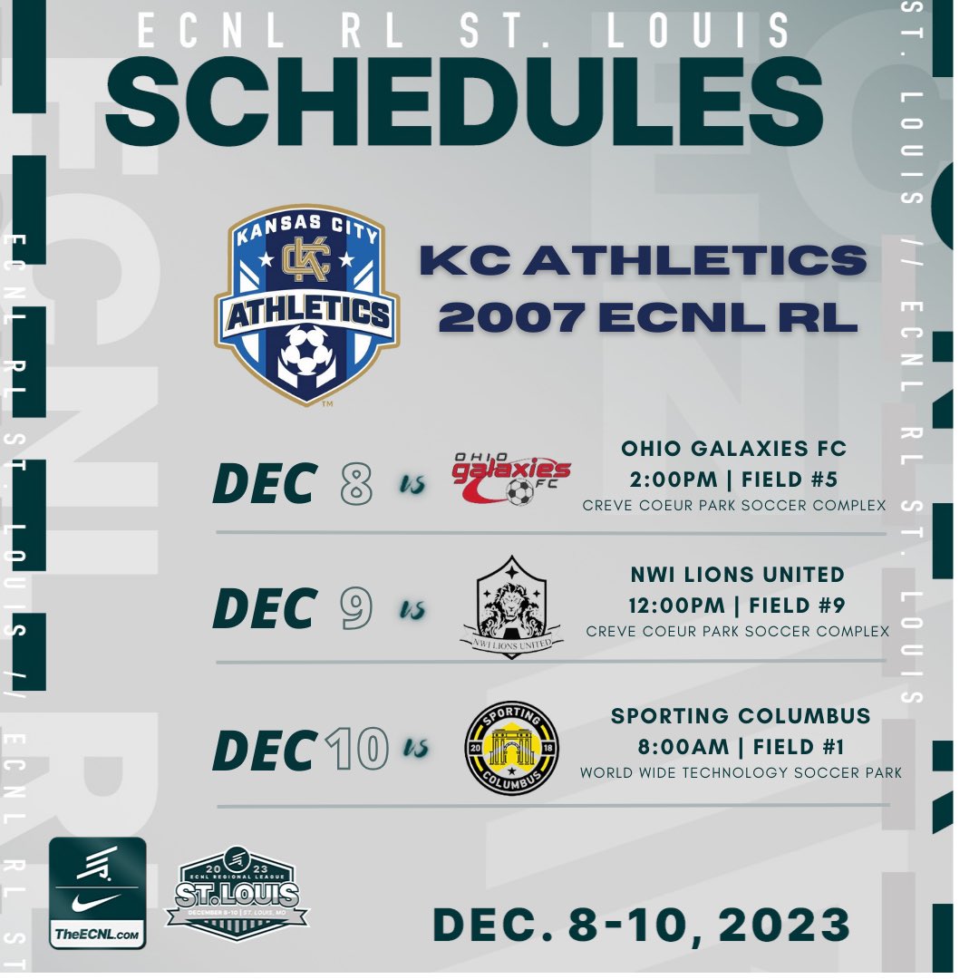 Headed to St Louis this weekend for the ECNL RL showcase! <a href="/AthleticsKC/">KC Athletics Soccer Club</a>