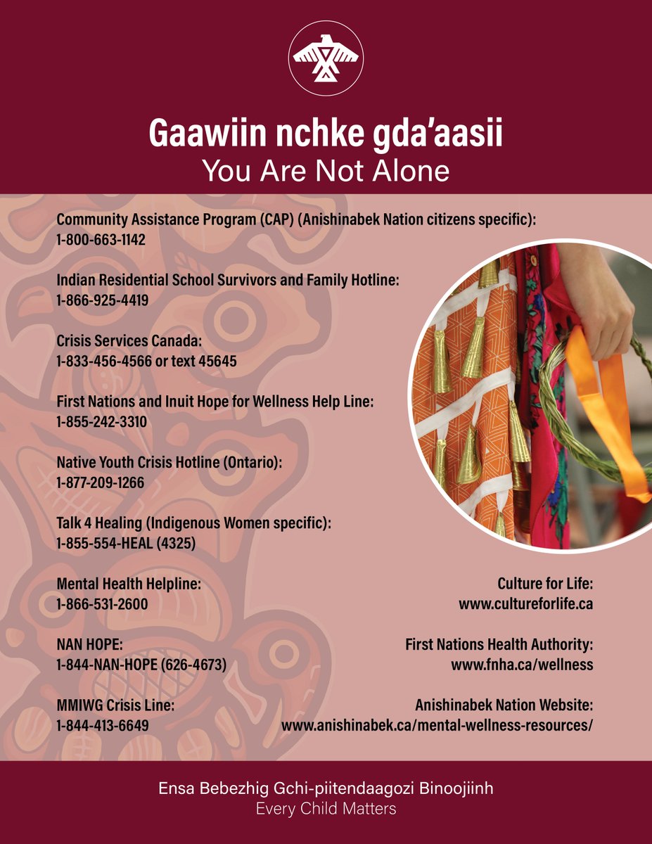 You Are Not Alone - Gaawiin Nchke Gda'aasii Help us help others by sharing this list of helpful resources for anyone struggling or in crisis. #MentalHealth #MentalHealthMatters