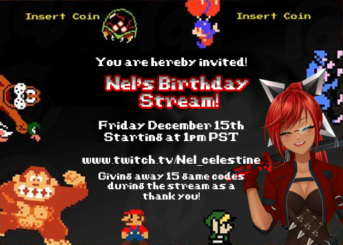 NelCelestine's tweet photo. You are all hereby invited to my Birthday Stream!

Dec 15th starting at 1pm PST / 4pm EST

I'll be giving away 15 game codes during the stream and will be playing #SoulSet by @NoBreadStudio 

Hope to see you there and feel free to bring a friend! https://t.co/mOJns1XAp0