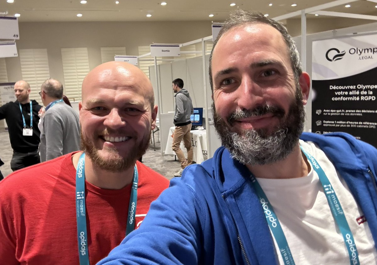 scharrier's tweet image. So cool to finally meet @derberq and @lbroudoux IRL at #apidays today!