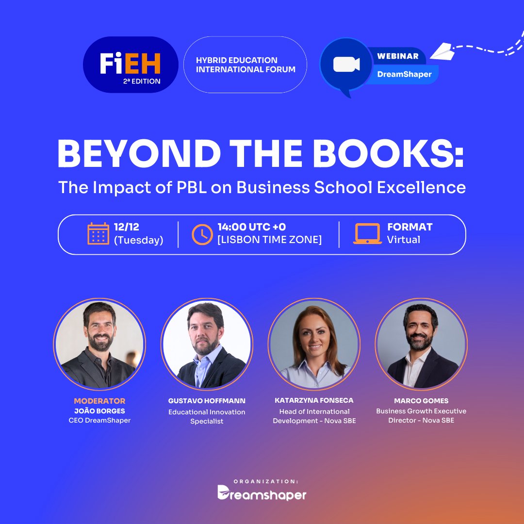 🌍 Join the new Webinar DreamShaper! Following the success of the 2nd edition of FiEH in Brazil, on December 12th at 14:00 UTC +0 [Lisbon Time Zone].

We look forward to your presence! Free and limited registrations at the link: hubs.la/Q02cbWJq0