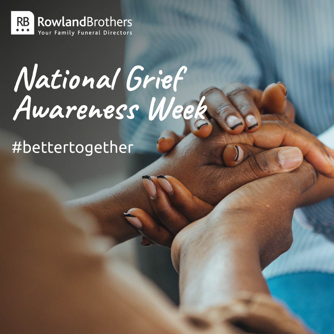 RBfunerals's tweet photo. This week is National Grief Awareness Week, a time to honour those who carry the weight of loss.
Reach out to friends, family, and strangers who are going through grief to ensure no one feels alone. 
#NationalGriefAwarenessWeek #BetterTogether #RowlandBrothers #FuneralDirectors https://t.co/FKwEtcIoiq