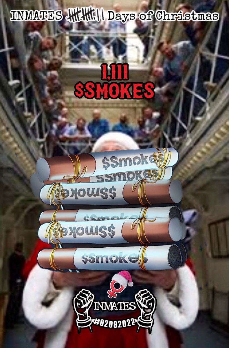 jumpingN2crypto's tweet photo. Inmates 12 Days of Christmas...
On the 2nd day of Christmas I've learned it's better to give than to receive...

I'll be giving away 1,111 $Smokes to help you with the Female Mint on 12/18/2023

1)Just Like, Repost, and Comment Below 

2)Follow:
 @jumpingN2crypto &
@InmatesOTWT 

Will pick winner on 12/15 12pm EST

@ShankPad  @mackdaddy @CnftTools #OnlyTimeWillTell @RiskCoinAda @MinswapDEX
